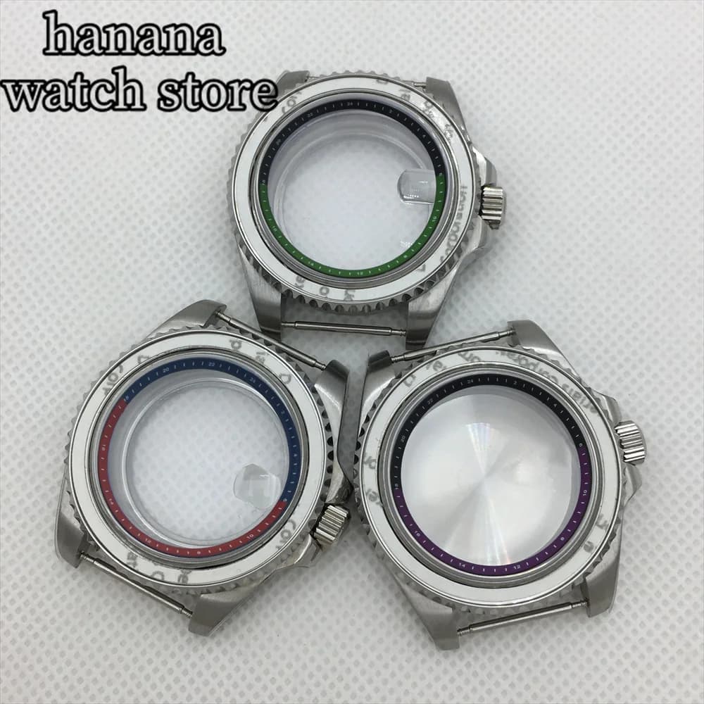 BLIGER 40mm silver case 120 click sapphire glass Black blue white green chapter ring fit NH34 NH35A NH36 ETA2824 PT5000 movement