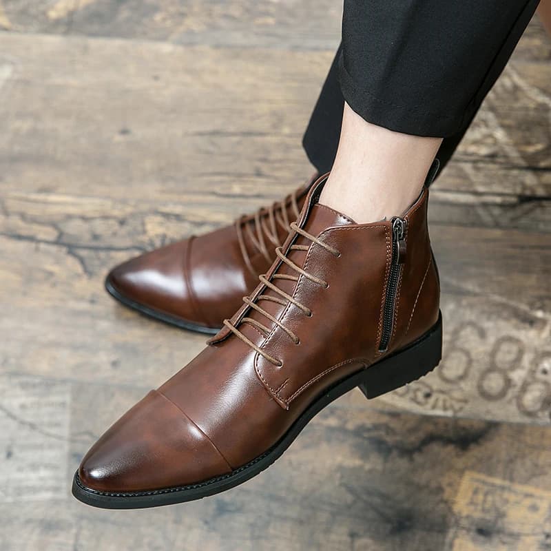 Size 38-48 Retro Fashion Ankle Boots Men Business Classic Brand Chelsea Boots Luxury Social Boots Men Pointed Black Brown