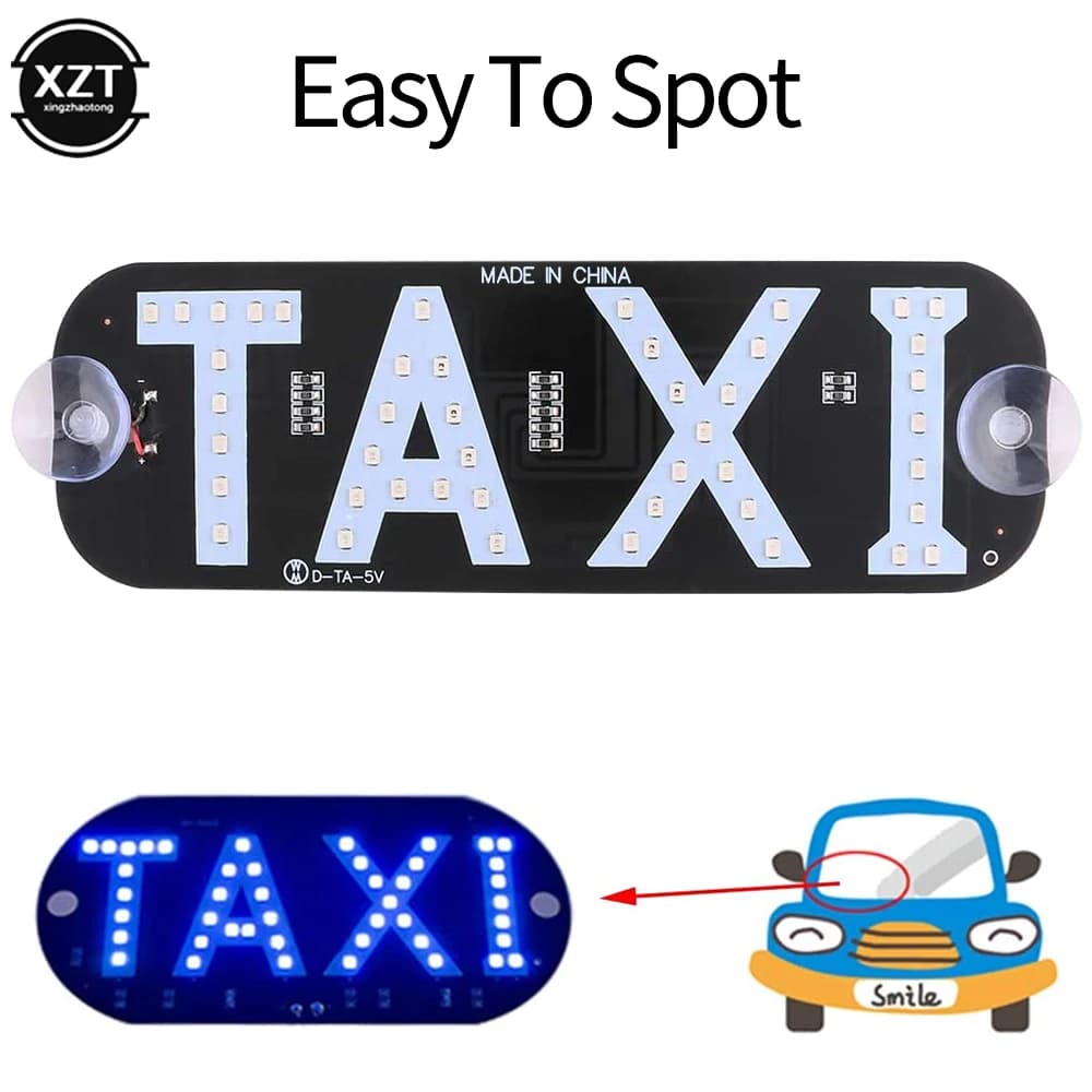 NEW 12V LED Car Taxi Indicator Windshield Lamp Taxi Light License Plate Lamp Energy-saving Long-life Lamp USB Cable with Switch