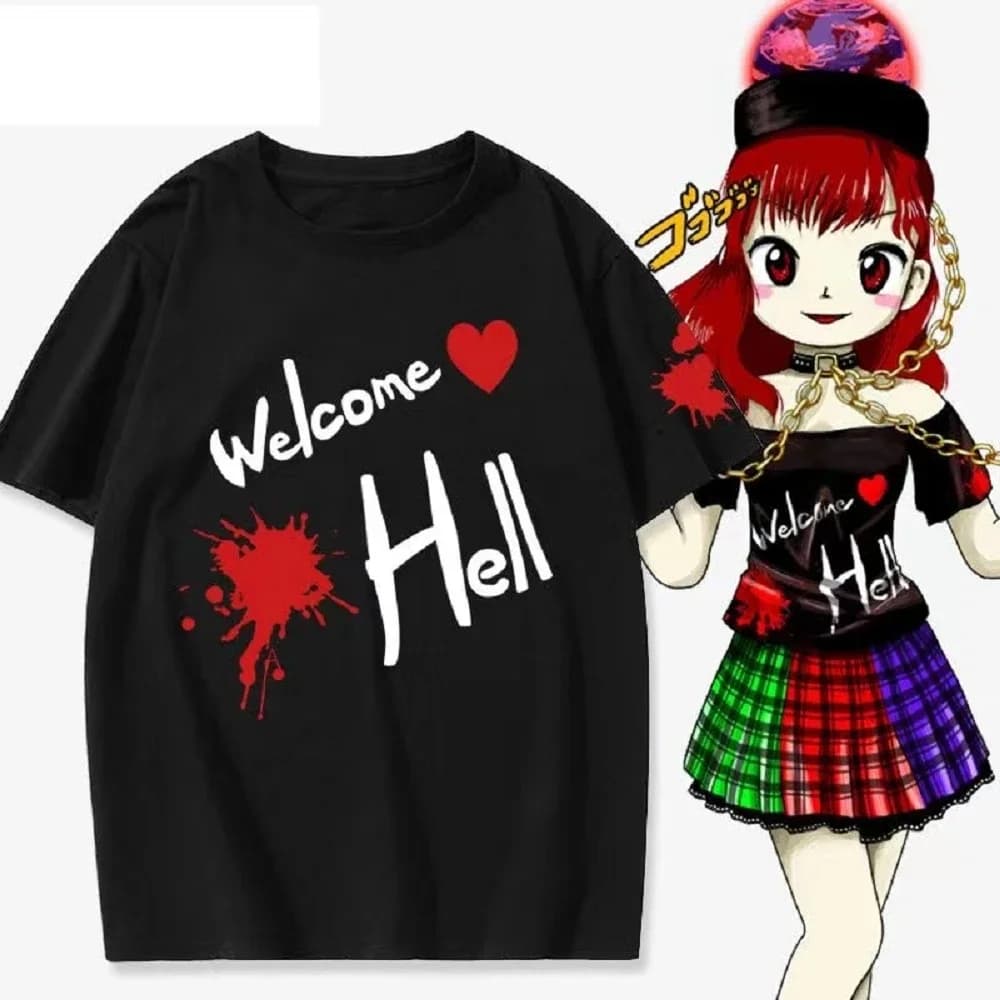 Japanese Anime Touhou Project Hecatia Lapislazuli T-Shirt Man Gold Printing Letters Tee T Shirt Women Harajuku Otaku Casual Top