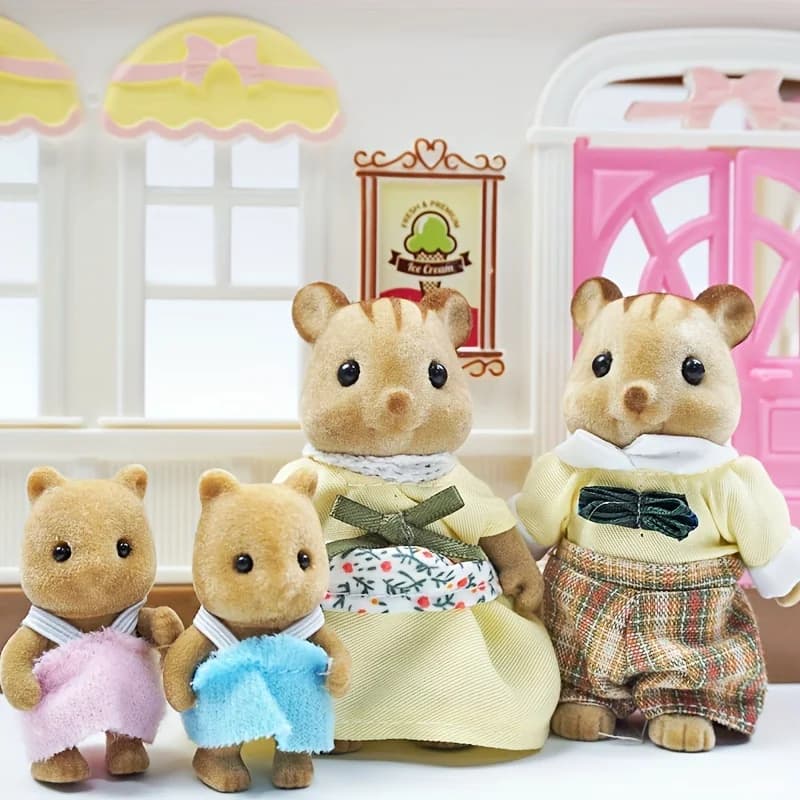 Easter Bunny Familyes Forest Animal 1:12 Scale Dollhouse Miniatures Accessorie Rabbit Bear Reindeer Pretend Play For Girl Gift