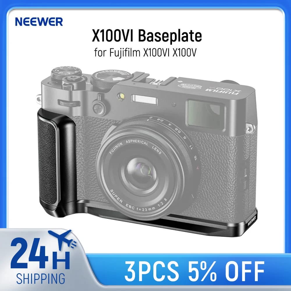 NEEWER X100VI Baseplate for Fujifilm X100VI X100V Camera L Shape Bracket with Handgrip, L Plate For Arca Tripod Head