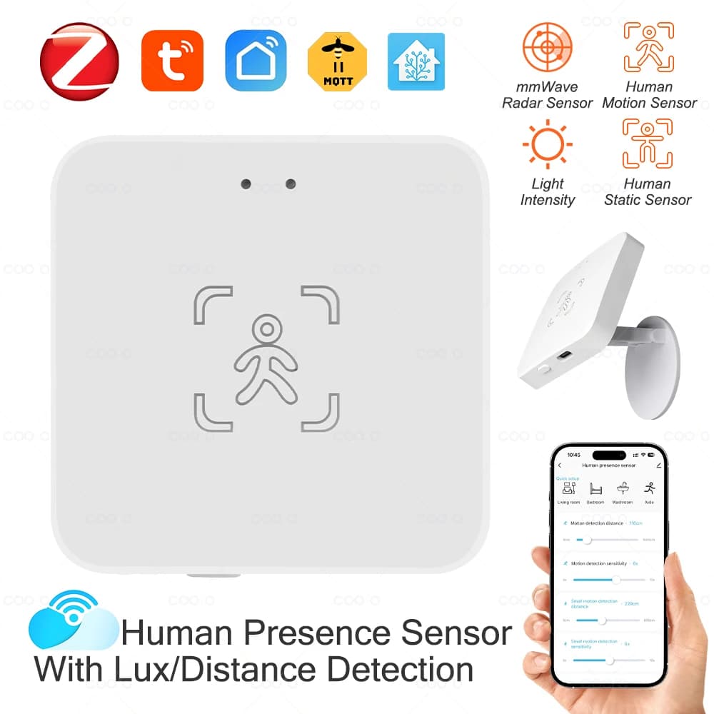 Tuya WiFi /Zigbee Human Presence Detector Smart Human Body PIR Sensor MmWave Radar Microwave Motion Sensor Intensity Detect DC5V