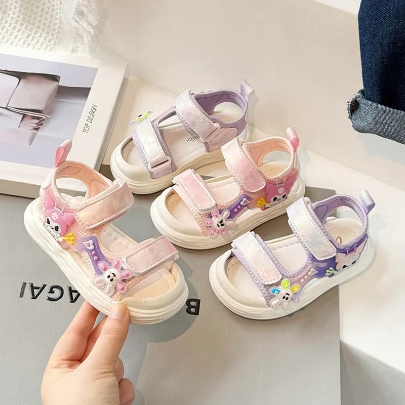 Children Sandals Girls Fashion Cartoon Beach Sandals Soft Sole Non-slip Breathable Casual Shoes Size 23-32