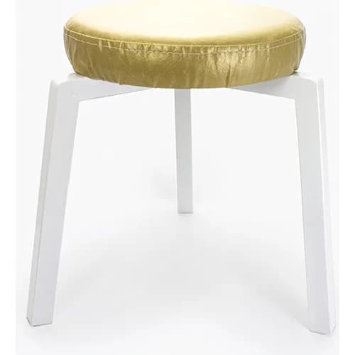 T.concept Stylish Wooden Stool White-Gold