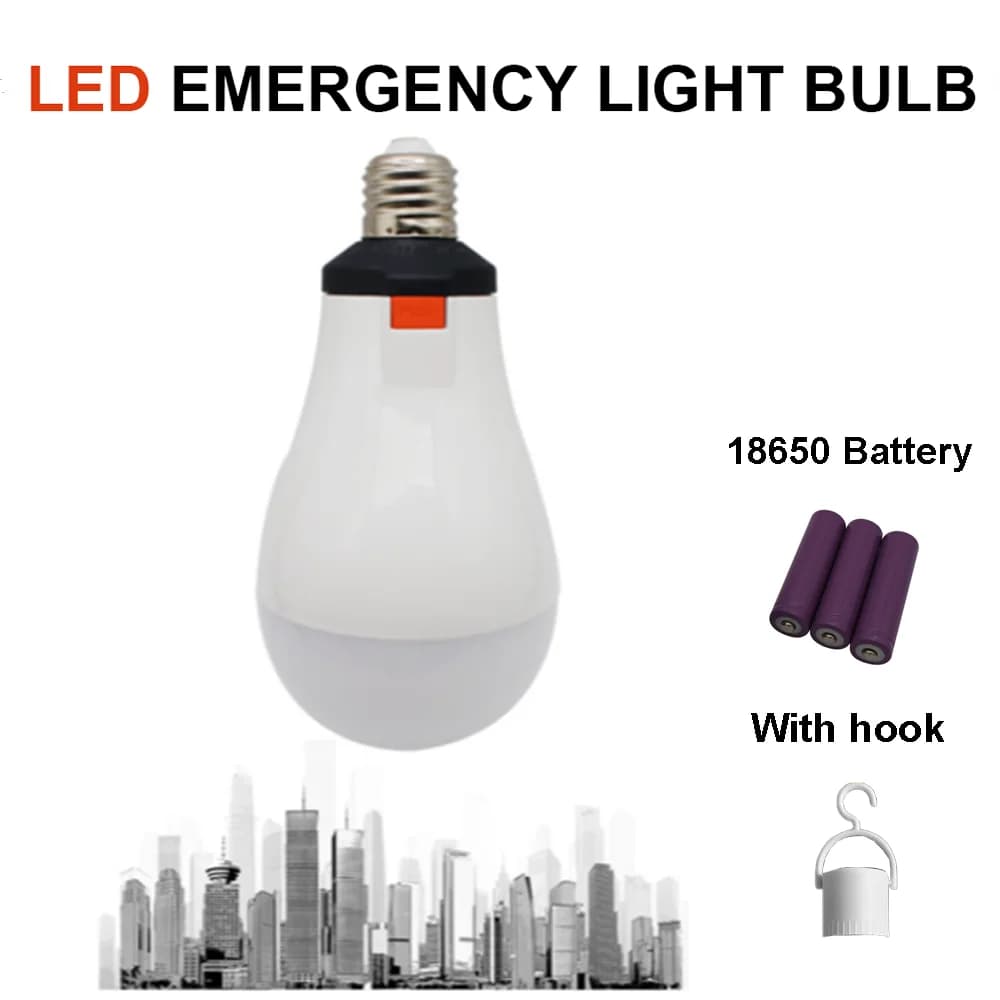 18650 Removable Battery Outdoor Camping Rechargeable Bulb Power AC 85-265V Lighting 5-8 Hours LED Emergency Bulb