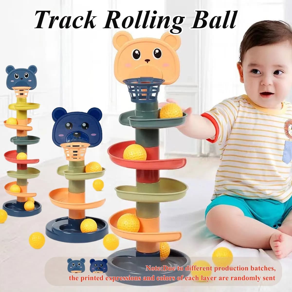 Different Layers Baby Track Rolling Ball Toy Early Educational Puzzle Toy for Children Montessori Sliding Track Tower Kids Gift