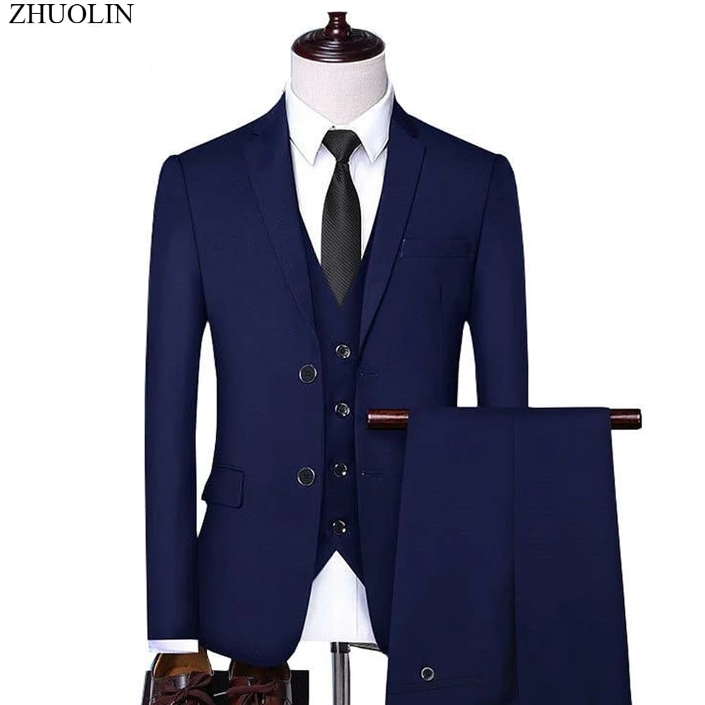 High Quality Wedding Suits For Men Elegant Blazers 2 Set 3 Pieces  Business Formal Jackets Vest Pants Full Coats 2024