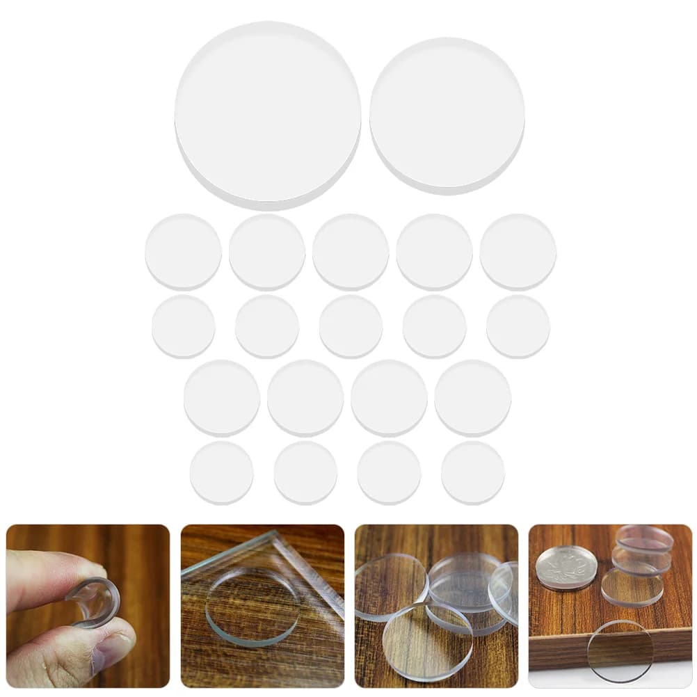 20 Pcs Glass Non-Slip Gel Pad Olla Transparente Desk Spacers Cabinet Cushion Dots Table Tops Furniture Bumpers Rubber