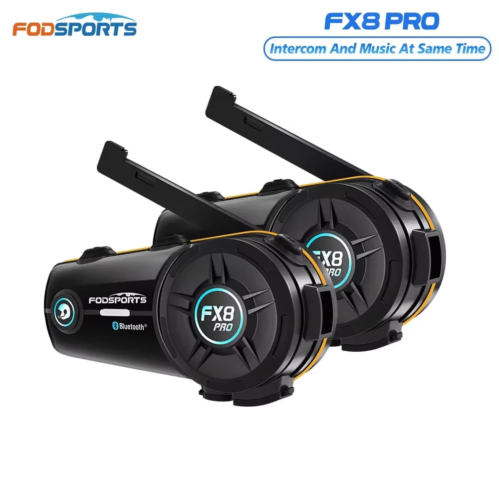 2pcs Fodsports FX8 Pro Motorcycle Intercom Bluetooth Helmet Headset ,8 Rider 2000m,FM Radio.