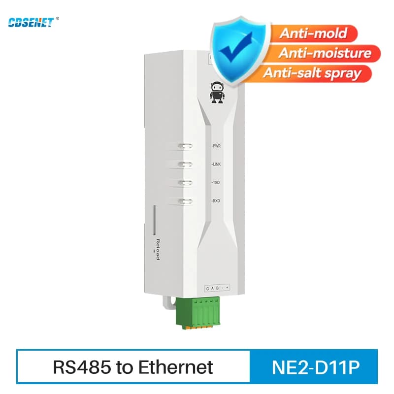 RS485 To Ethernet Serial Server Modbus Gateway TCP/UDP CDSENET NE2-D11P RS485 Power Signal Isolation IMQTT HTTP DNS DIN Rail