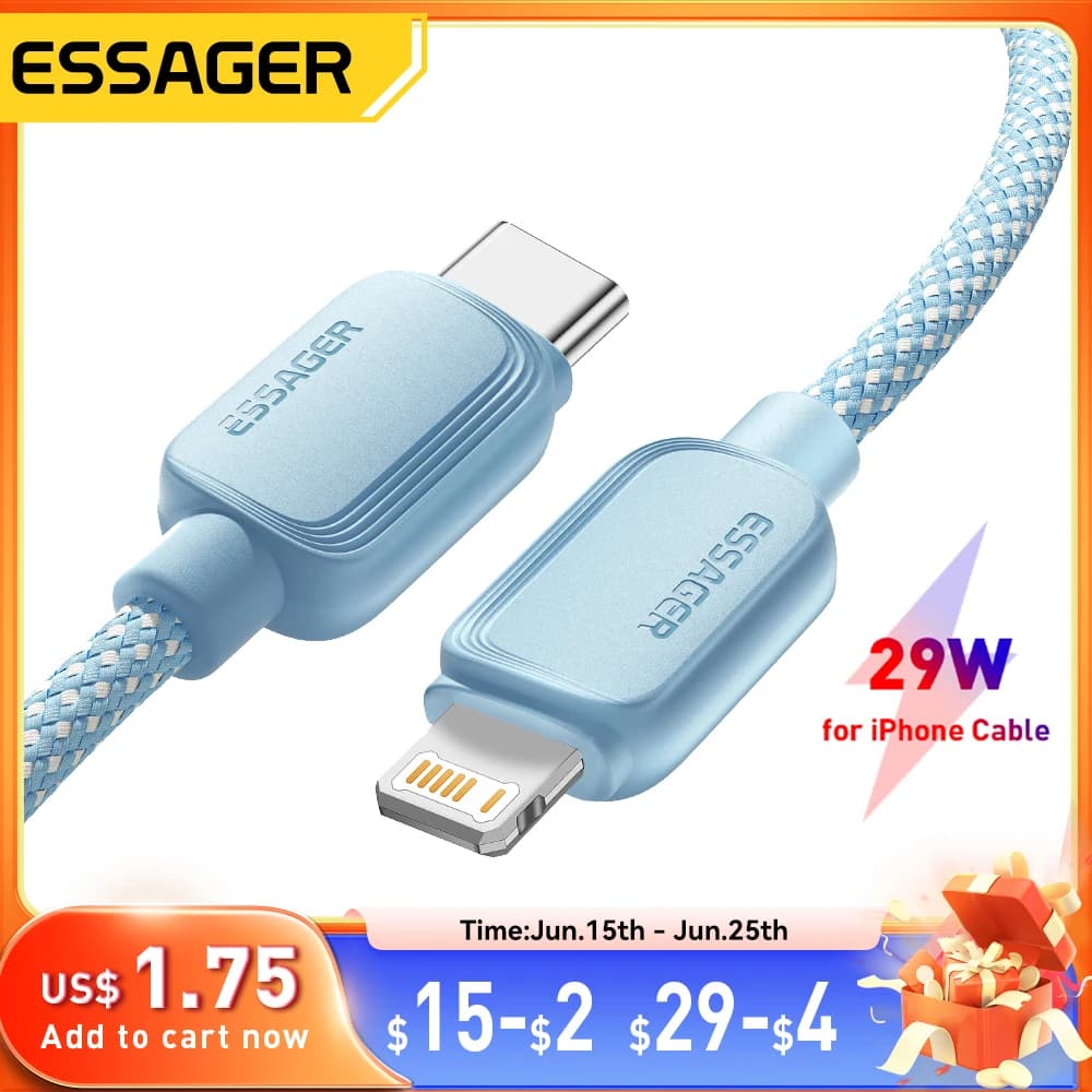 Essager USB Type C Cable For iPhone 14 13 12 11 Pro Max XS PD 20W Fast Charger USB C To Lightning 29W Wire Cord For iPad Macbook