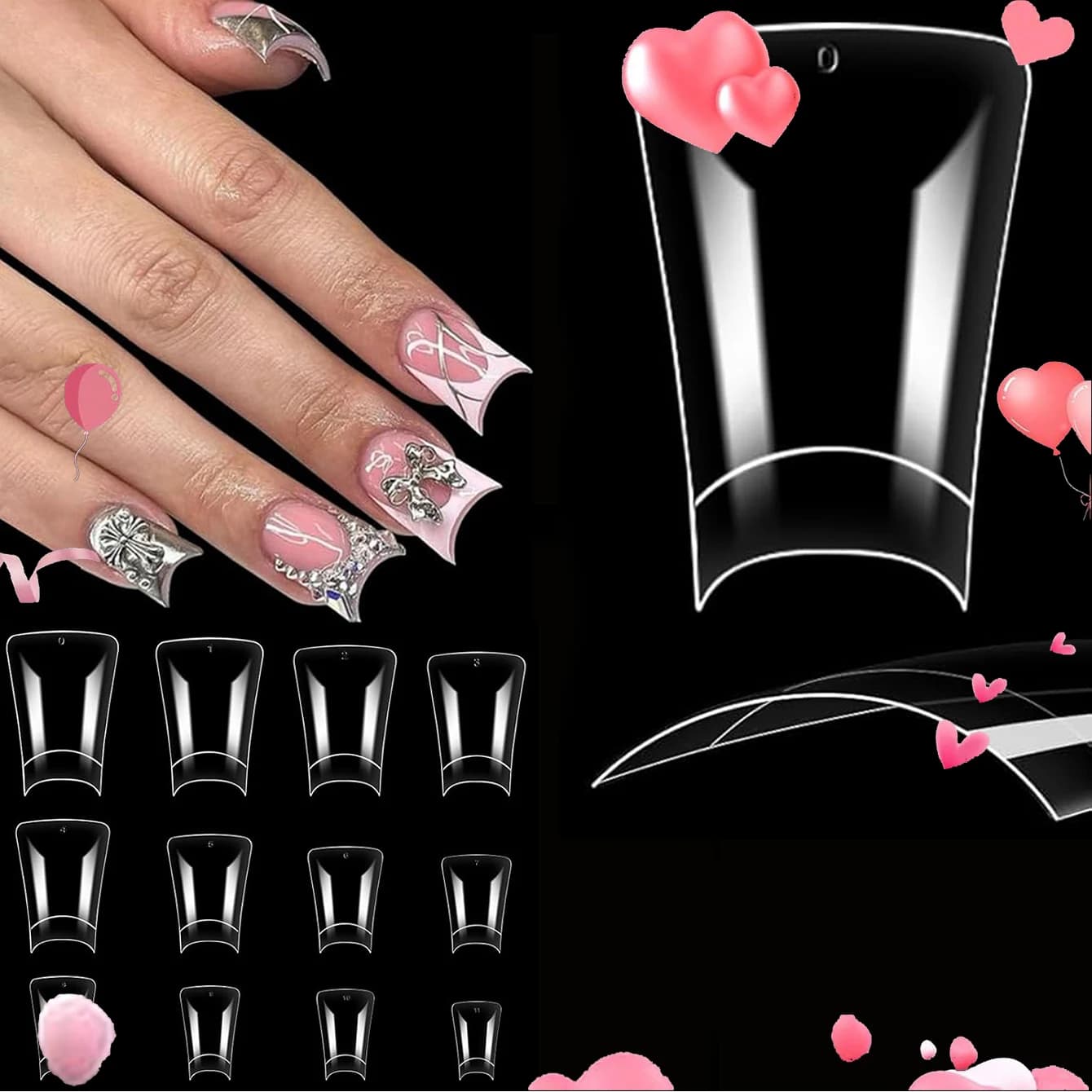 100PCS- Duck-bill fake nails, personalized, attractive, whitening nail art set with removable fake nails for festivals, parties,