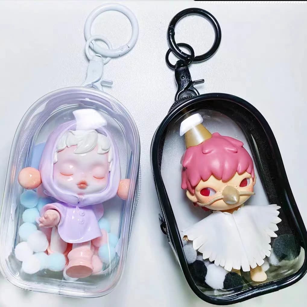 Jewelry Organizer Transparent Storage Box Pouch Mystery Box Plastic Box Cute Doll Bag Organization with Keychain Dustproof Case