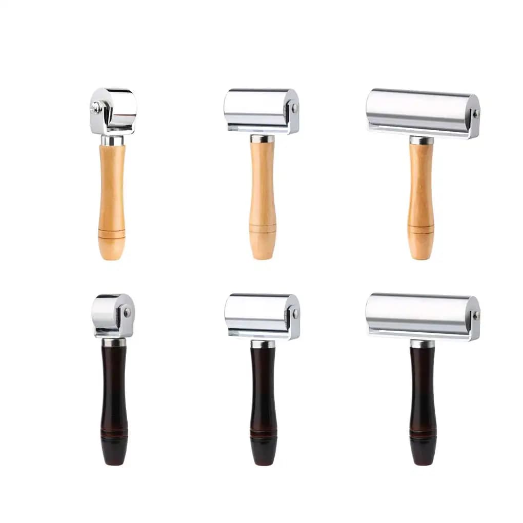 Wood Stainless Steel Flat Pressure Roller Leather Wheel Bearing Roll Tools