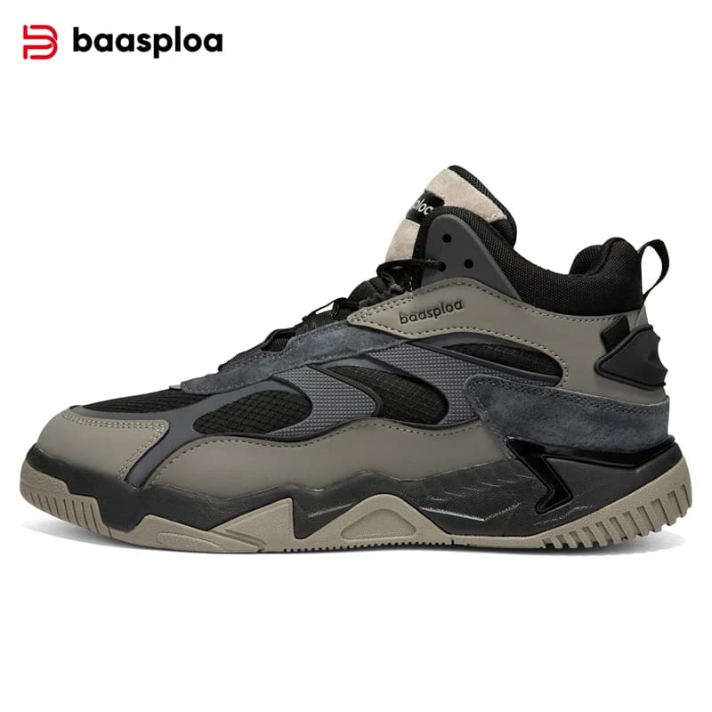 Baasploa New Men Sneakers Winter Casual Outdoor Waterproof Leather Lace up Shoes Male Fashion Plush Warm Non-Slip Sports Shoes