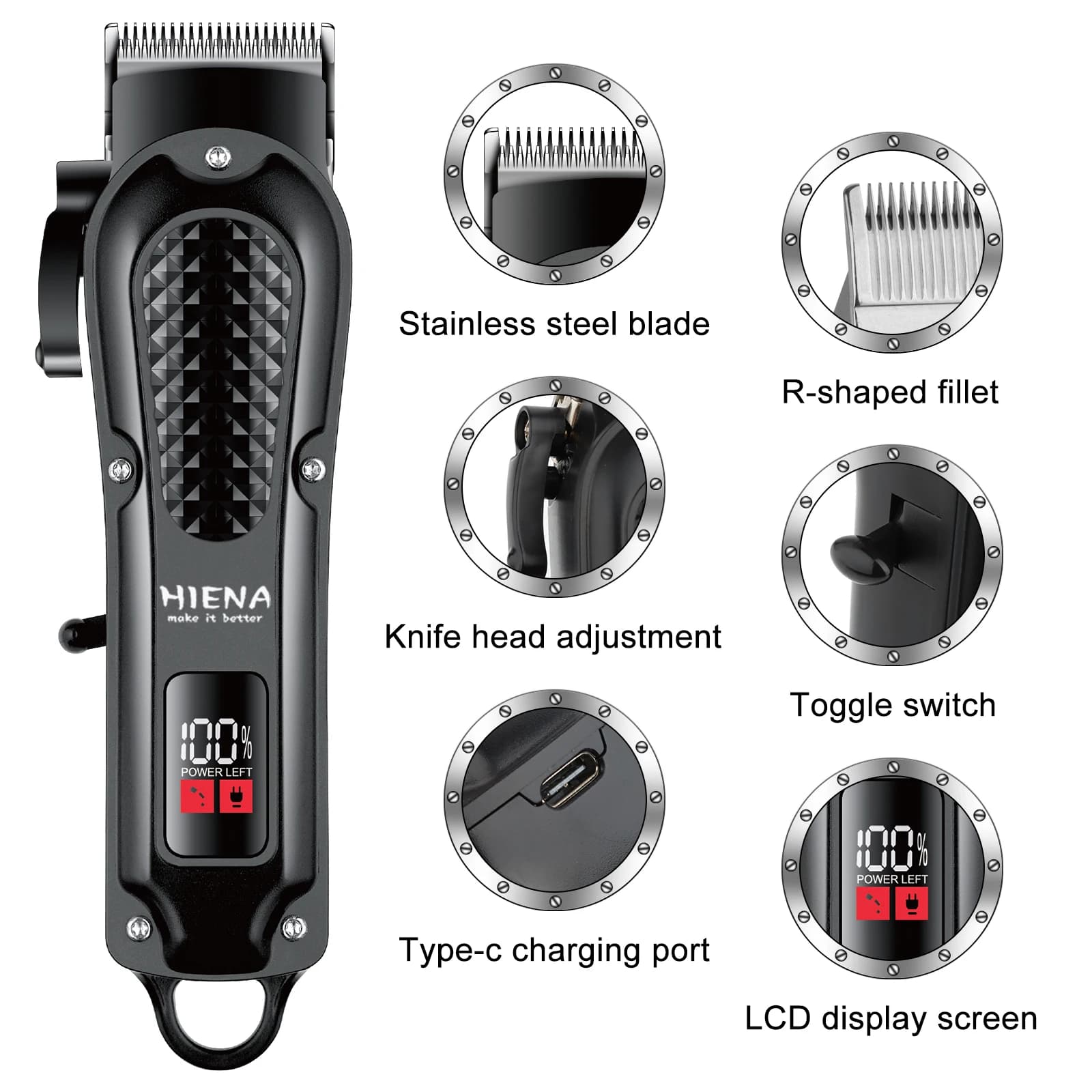 HIENA professional Hair Clipper for Barber shop HYN-212 Electri Hair Trimmers cutting machine men's clippers Shaver appliance