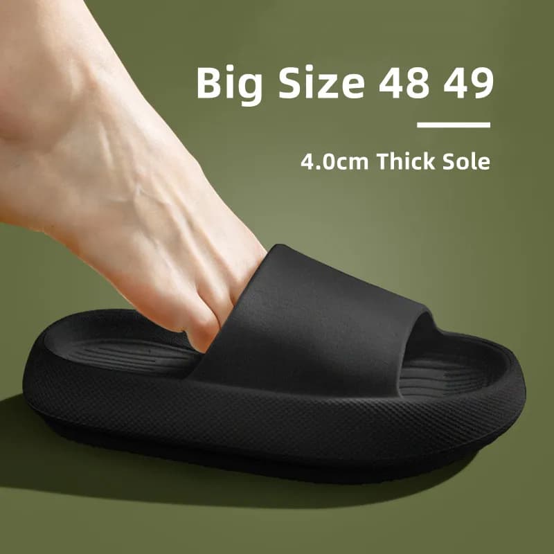 Big Size 46-49 Men Slippers Soft EVA 4.0cm Thick Sole Slides Summer Beach Sandals Home Non Slip Bathroom Shoe Outdoor Flip Flops