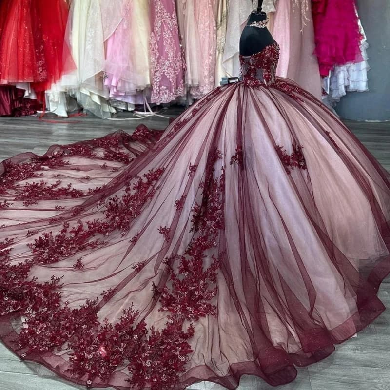 Customized Mexican  Quinceanera Dresses Women Sweet 16 Girls Lace Applique Ball Gown Pageant Prom Dress Vestido De VX Anos 14