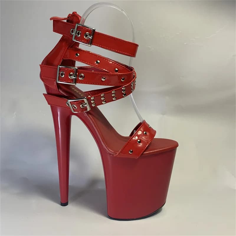 Red Women Shoes 20cm Heel Black Sexy Super High Pole Dance Party High Heels 8Inch Sandals Platform Large Size Shoes Wedding