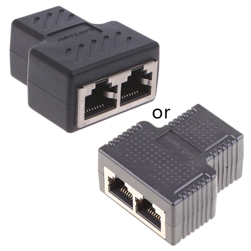 RJ45 Splitter Connectors Adapter RJ45 Coupler Extender Female 1 to 2 Female LAN Eth Plug Network Socket Splice Connector 2 Ports