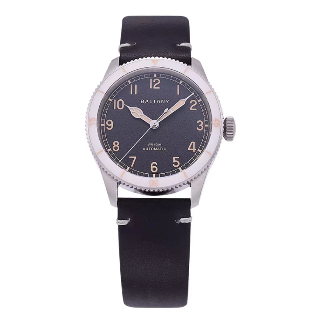 Baltany Men Automatic Watch 38mm Retro Mechanical Wristwatch Sapphire Mirror 10Bar Waterproof NH38 Military Ceramic Bezel