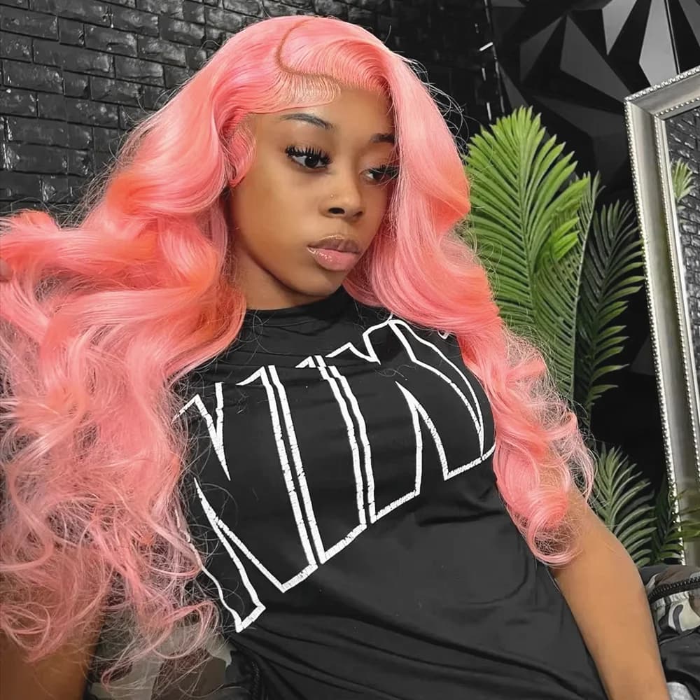 30 36 Inch 13x4 Pink Lace Front Wig Human Hair Body Wave 13x6 Hd Lace Frontal Wigs for Women Light Pink Colored Wigs Pre Plucked