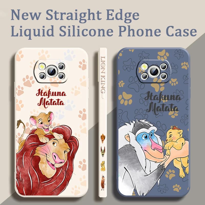 Cute Disney Lion King Liquid Left Rope For Xiaomi Mi Poco X6 X5 X4 X3 M6 M5 M5S M4 M3 F5 F4 F3 Pro 5G Cover Phone Case