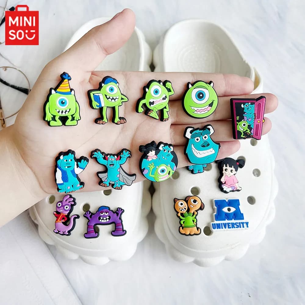 16pcs Disney Monsters University PVC Shoe Charms For Clogs Pins Hole Slipper Decoration Sandals Shoes Accessories