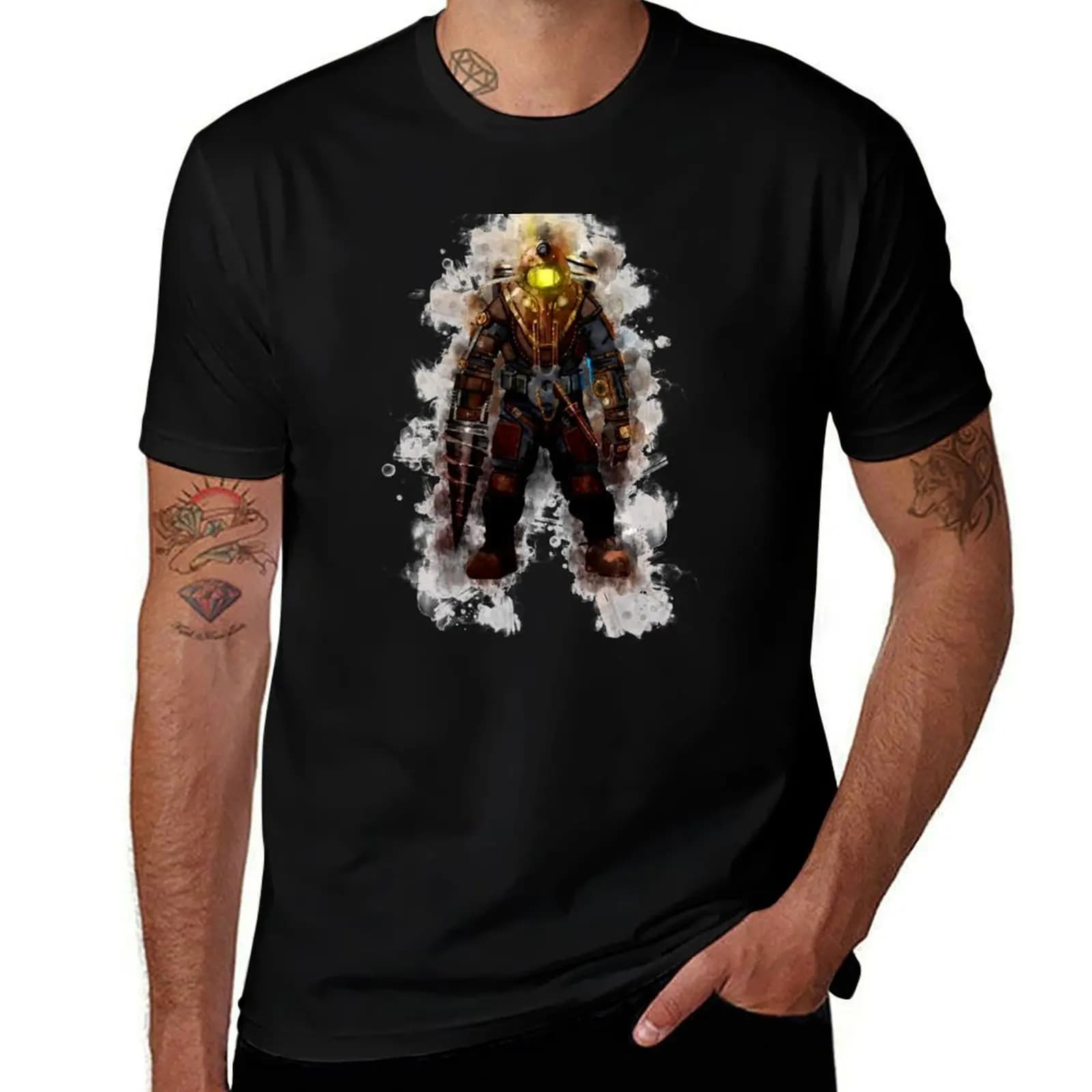 Bioshock - Big Daddy Delta (Watercolor) T-Shirt cute clothes tops graphic tee shirt t shirts for men cotton