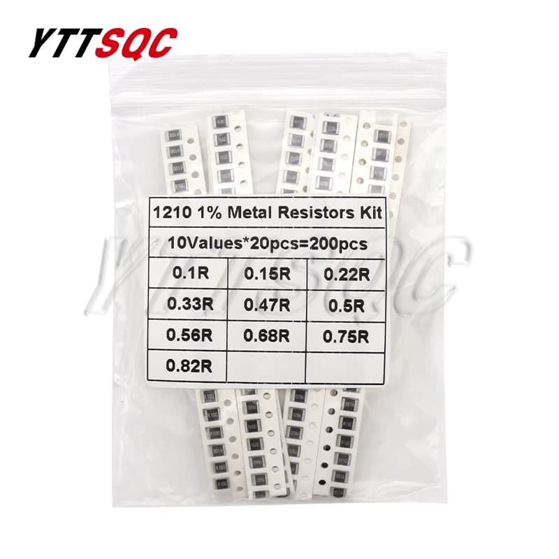 200PCS 1% 1210 SMD resistor assorted kit set 10 valueX20pcs=200pcs 0R82 0R75 R68 R560 0R50 R47 R33 R22 R150 R100