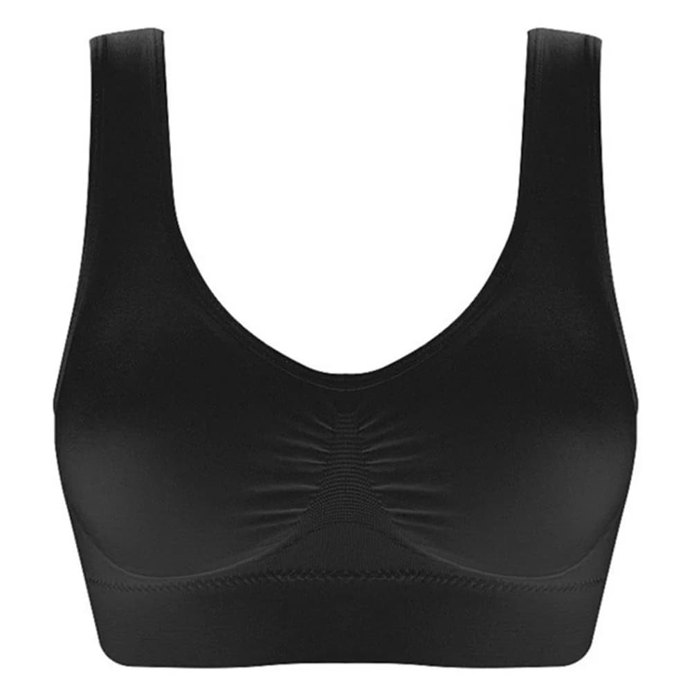 Women Seamless Bras Camisole Underwear Crop Top XXL 3XL Black Pure Color Sports Gym Running Fitness Yoga