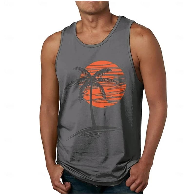Men's Summer Sports Tank Tops 3D Print Setting Sun Graphic Casual Comfortable Sleeveless Vest Fashion Fitness Gym Men Tank Tops