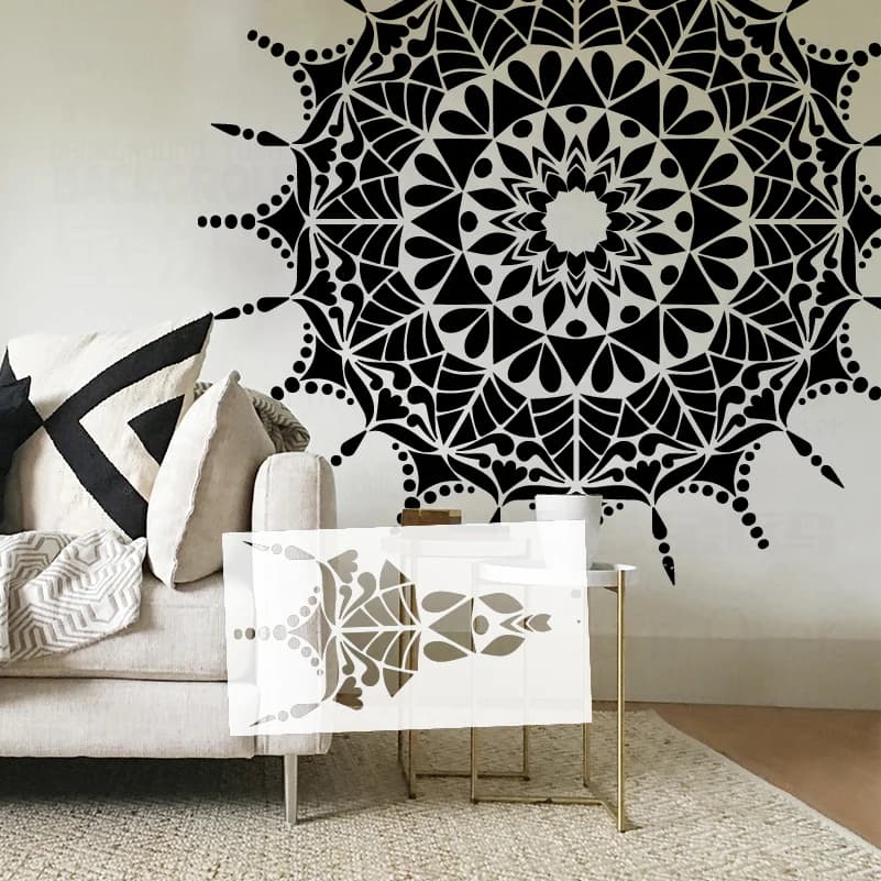 120cm - 160cm Wall Stencil For Painting Plaster Decorative Template To Paint Decor Huge Giant Mandala Round Flower Lotus S246