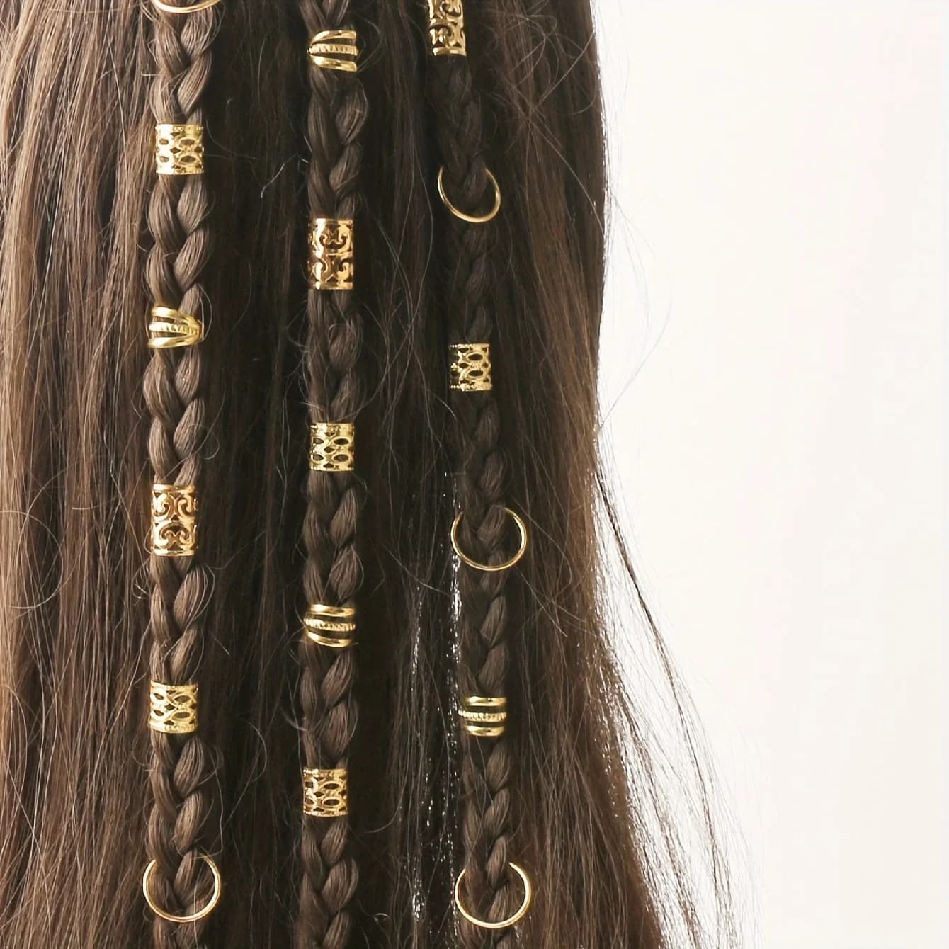 80PCS/Set Vintage Hollow Hair Rings Alloy Hair Cuff Hair Pins Loops Hair Accessories Loc Hair Jewelry for Braids