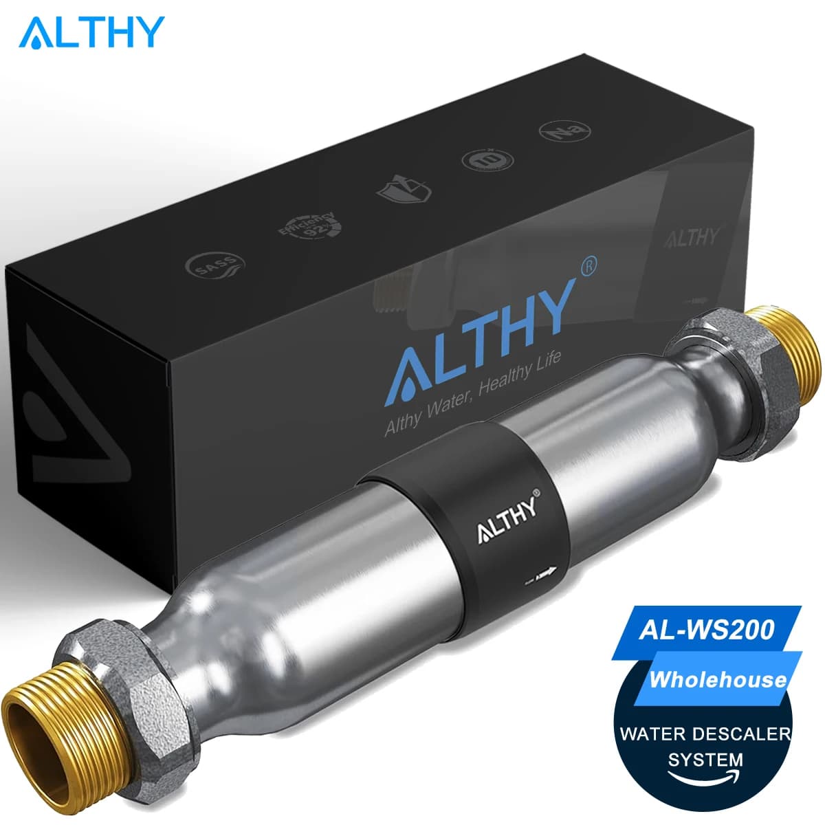 ALTHY AL-WS200 Whole House Water Descaler Scale Inhibition Softener System  Large Flow Anti Limescale Corrosion & Hard water