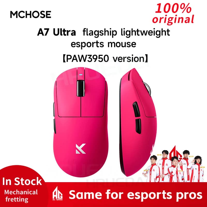 MCHOSE A7 Pro Ultra Wireless Mouse Tri-Mode Gaming E-sports Mouse PAW3950 Lightweight 42000dpi 8K Low Delay Ergonomics 500mAh