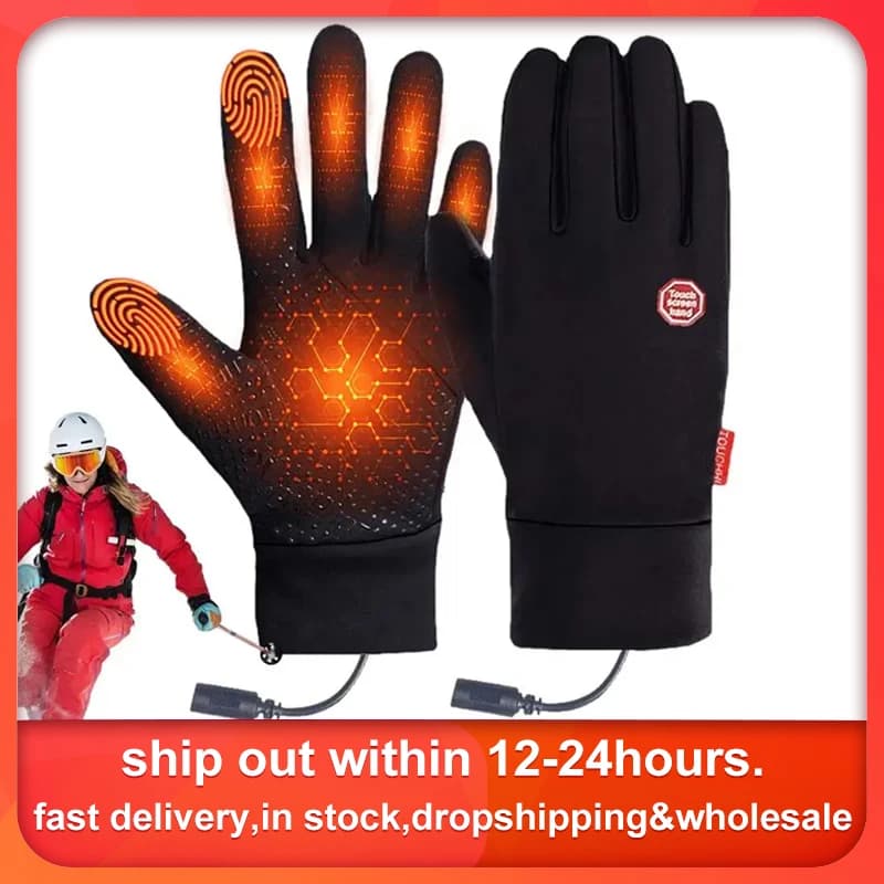 M-XL Electric Heated Gloves USB Heated Gloves Touch Screen Heating Unisex Thermal Mittens For Outdoor Fishing Motorcycle Cycling