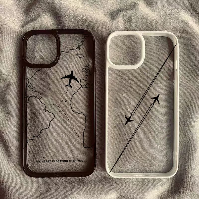 Travel-nspired Airplane Route Desian Phone Case For iPhone 16 15 14 13 12 11 Pro Max XR X XS Max 7 8 16 Plus SE2 Clear Cover