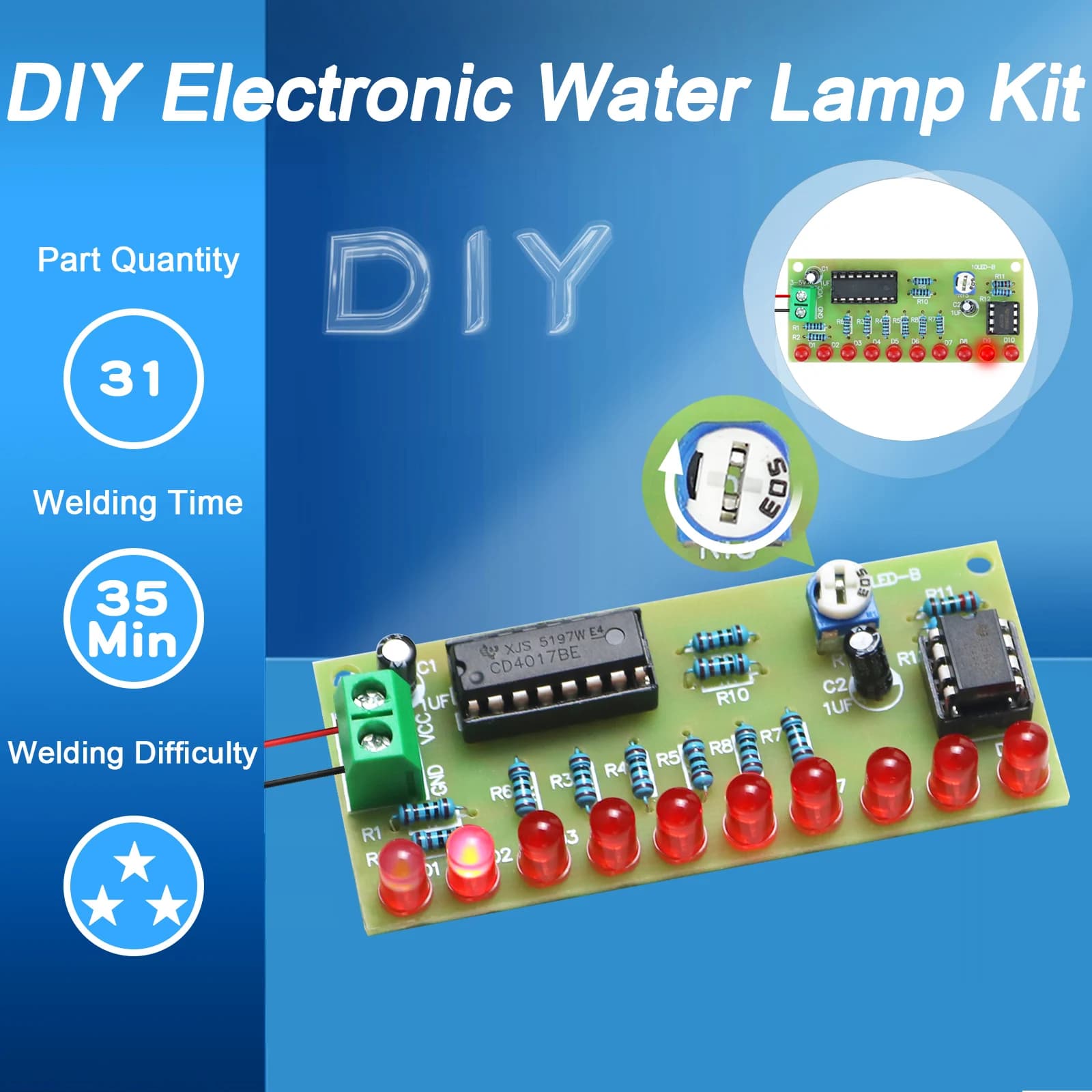 DIY Electronics Kits Ne555+CD4017 Light Water Flowing Light LED Module DIY Kit Learn Electronic Principles Children's Lab