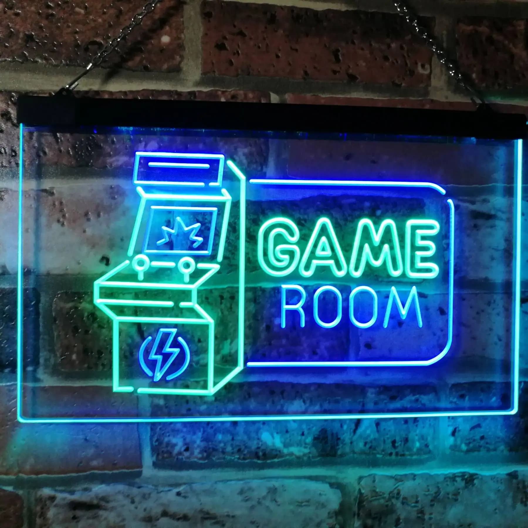 Game Room Arcade TV Man Cave Bar Club Dual Color LED Neon Sign