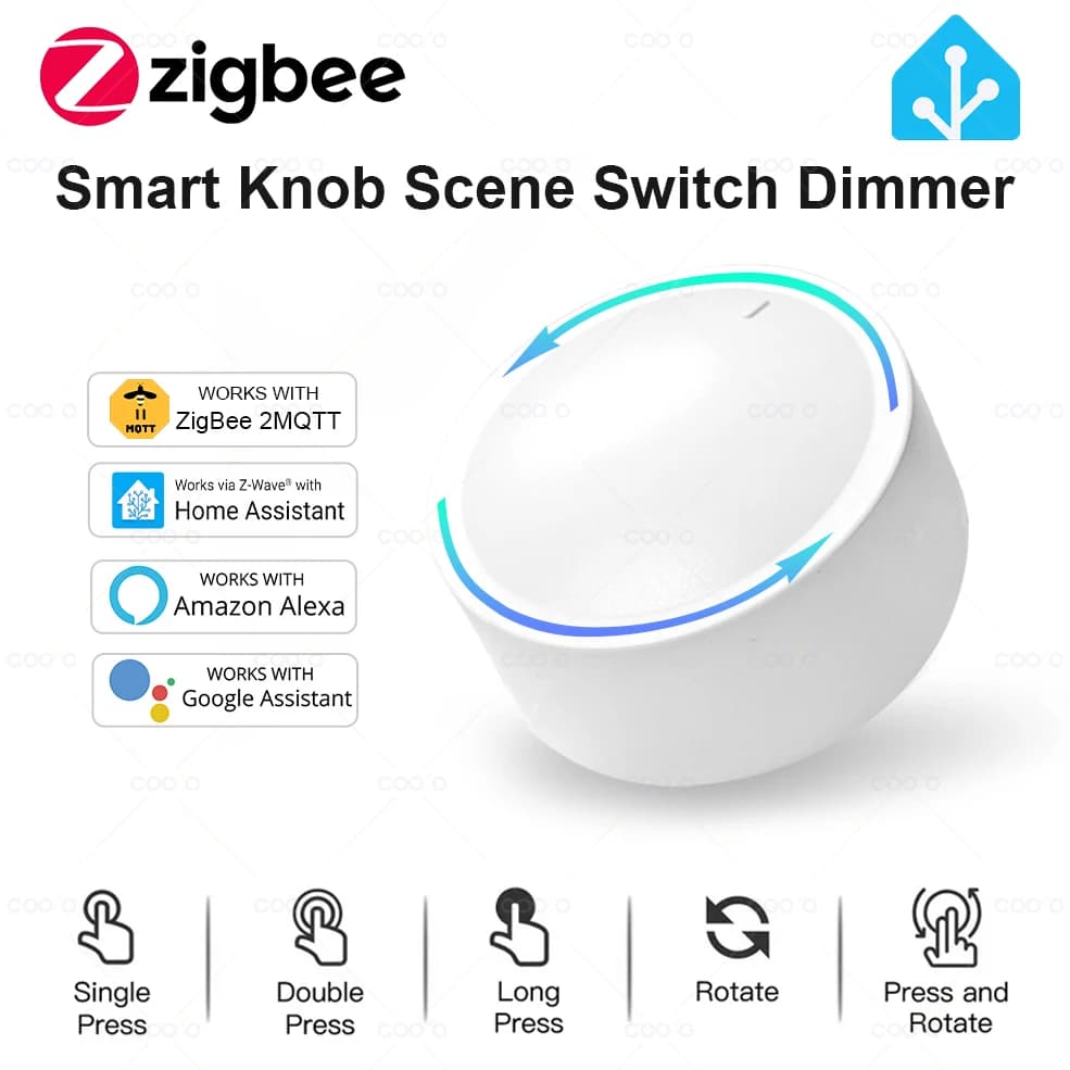 New ZigBee Smart Knob Switch DIY Wireless Scene Button Rotatable Dimmer Switch Home Appliances Automation Linkage Remoter