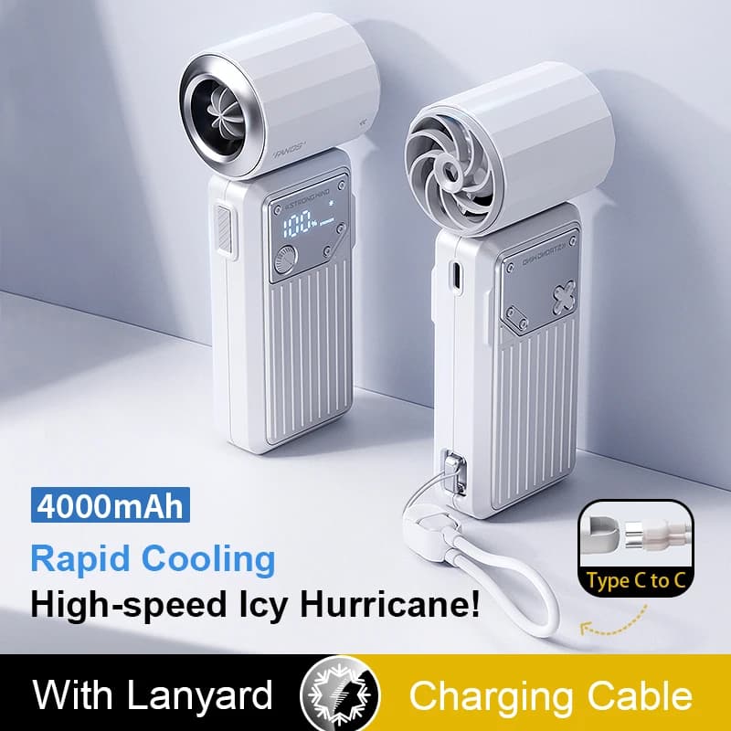 Mini Handheld Fan 4000mAh Pocket Portable High-speed Brushless Motor With Digital Display Outdoor Travel Cooling Turbo Jet Fan