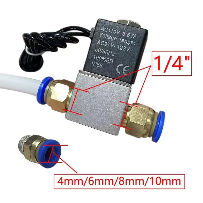Normally Closed 1/4" Solenoid Valve DC 12V 24V Pneumatic Position Coil Alloy Internal Electric AC 110V 220V for Air Water Oil