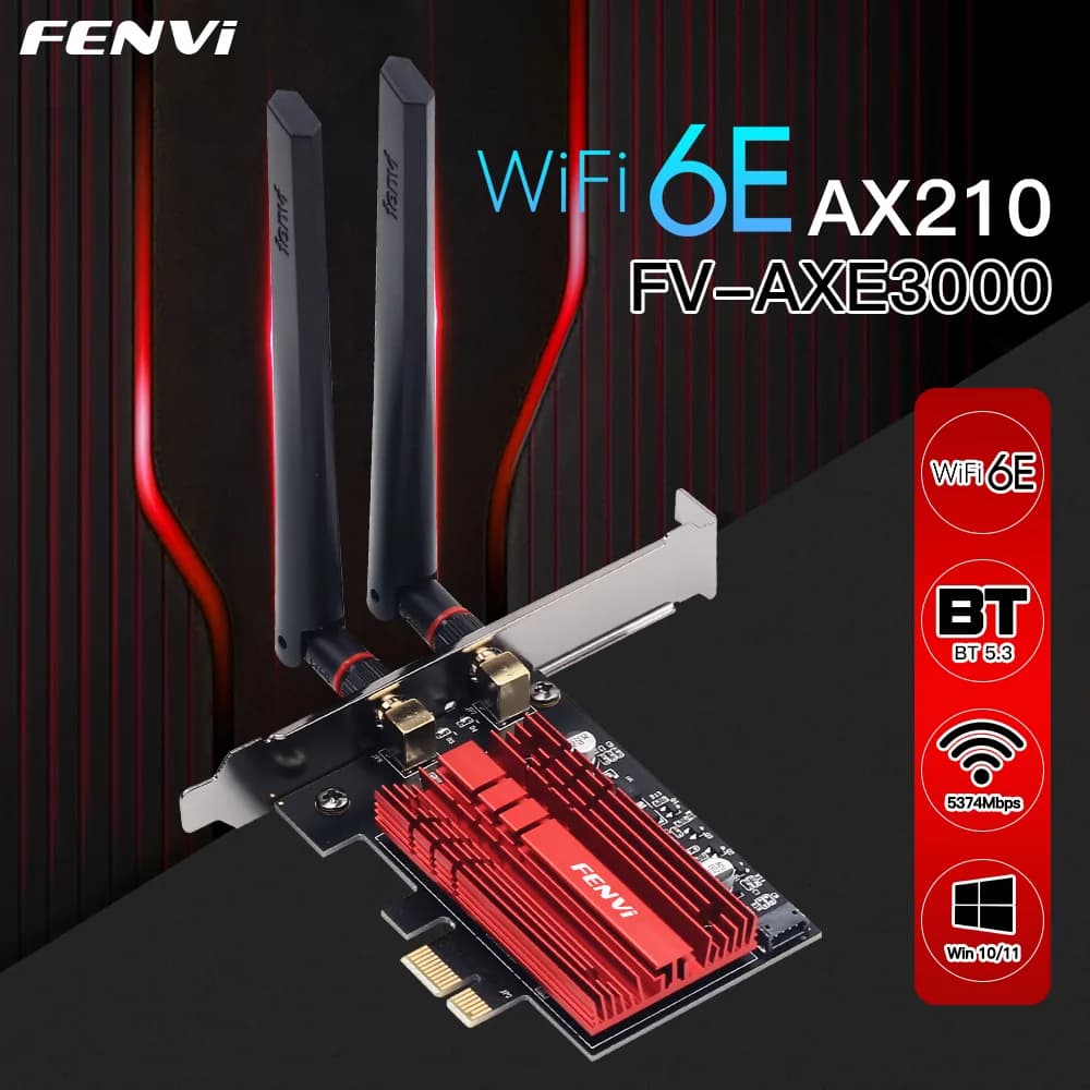 WiFi 6E AX210 FV-AXE3000 5374Mbps For Bluetooth 5.3 2.4G/5Ghz/6Ghz 802.11AX Wireless Network Wlan WiFi 6 Card Adapter Win 10/11