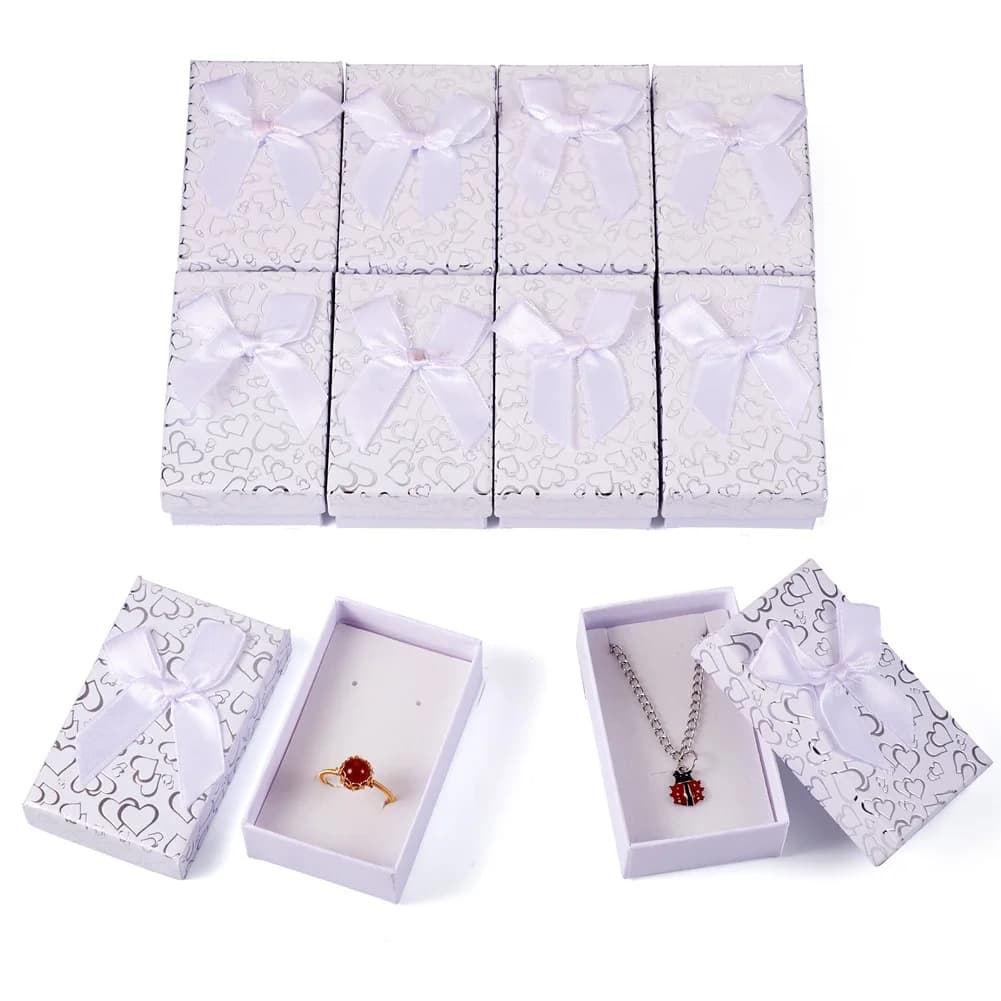 12Pcs Cardboard Jewelry Packaging Boxes Kraft Square Rectangle Gift Box for Rings Small Watche Necklace Earring Bracelet Storage