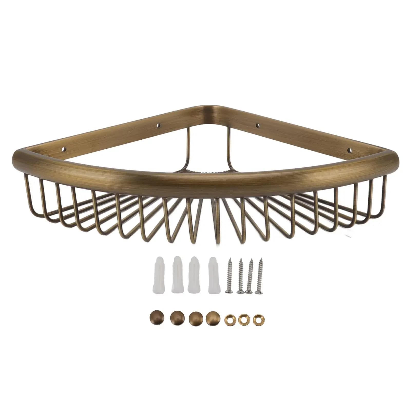 Wall-Mounted Brass Corner Shower Caddy - Space-Saving for bathroom Storage Shelf