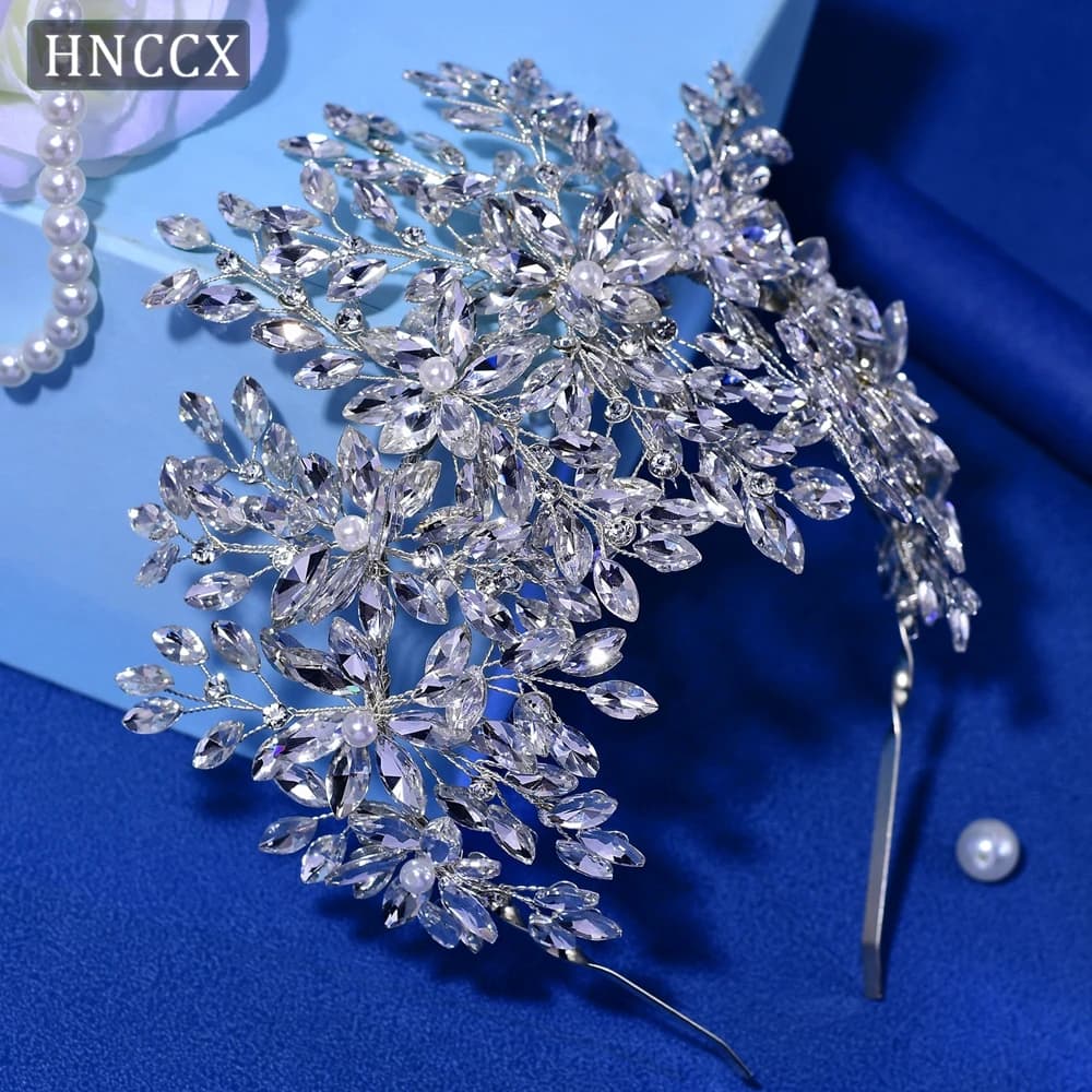 HNCCX Shiny Bride Rhinestone Crown Headband Wedding Hair Accessories Women Headwear Princess Party Tiara Ornaments  CP375