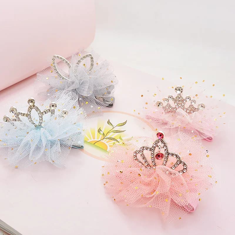 Princess Children Girl Hairpin Sweet Vintage 3D Crown Hair Clip for Kid Girl Birthday Party Decroative Hair Pin Little Girl Gift