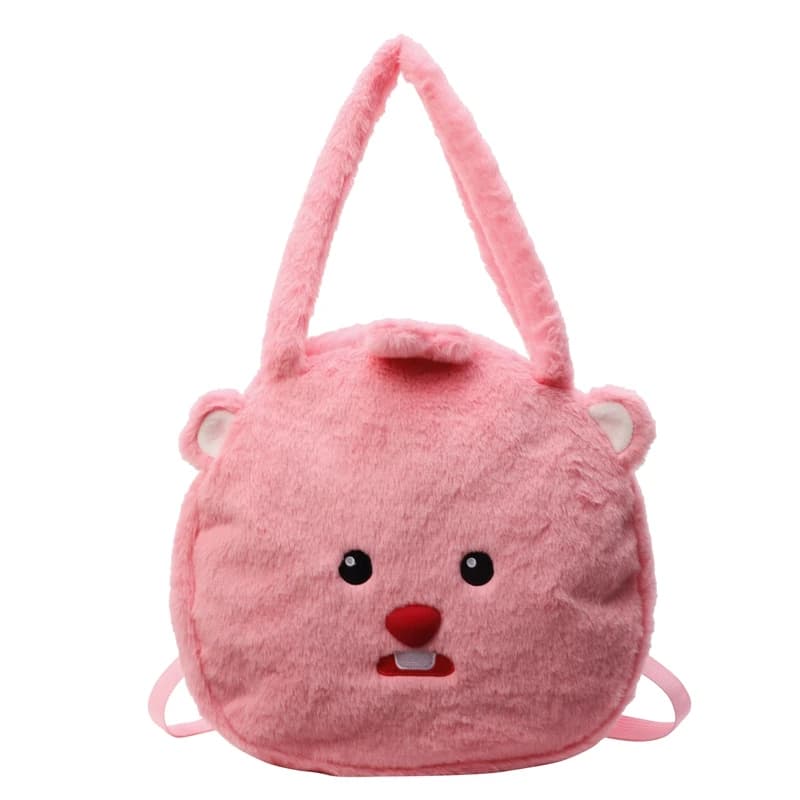 new plush backpack soft stuffed animal mini school shoulder bag girls casual fur tote handbag children pink crossbody bags